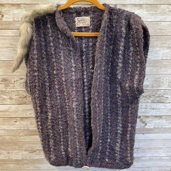 Vintage Sinfully Original Womens Vest Rabbit Fur Lin S Oglesby Knoxville TN Bone - Picture 1 of 9
